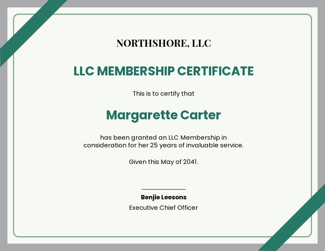 Free LLC Membership Certificate Template - Word  Template.net With Llc Membership Certificate Template