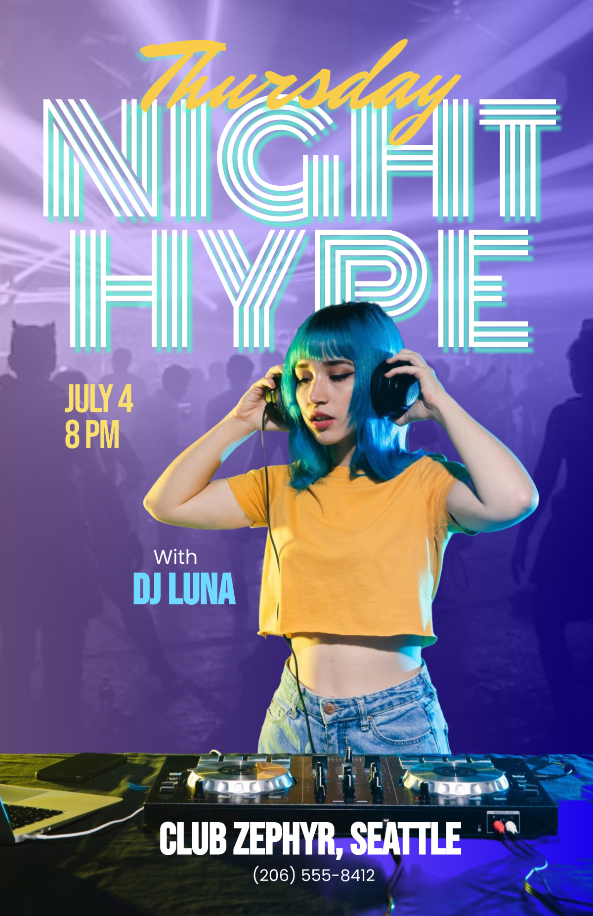 Free Thursday Club Poster Design Template