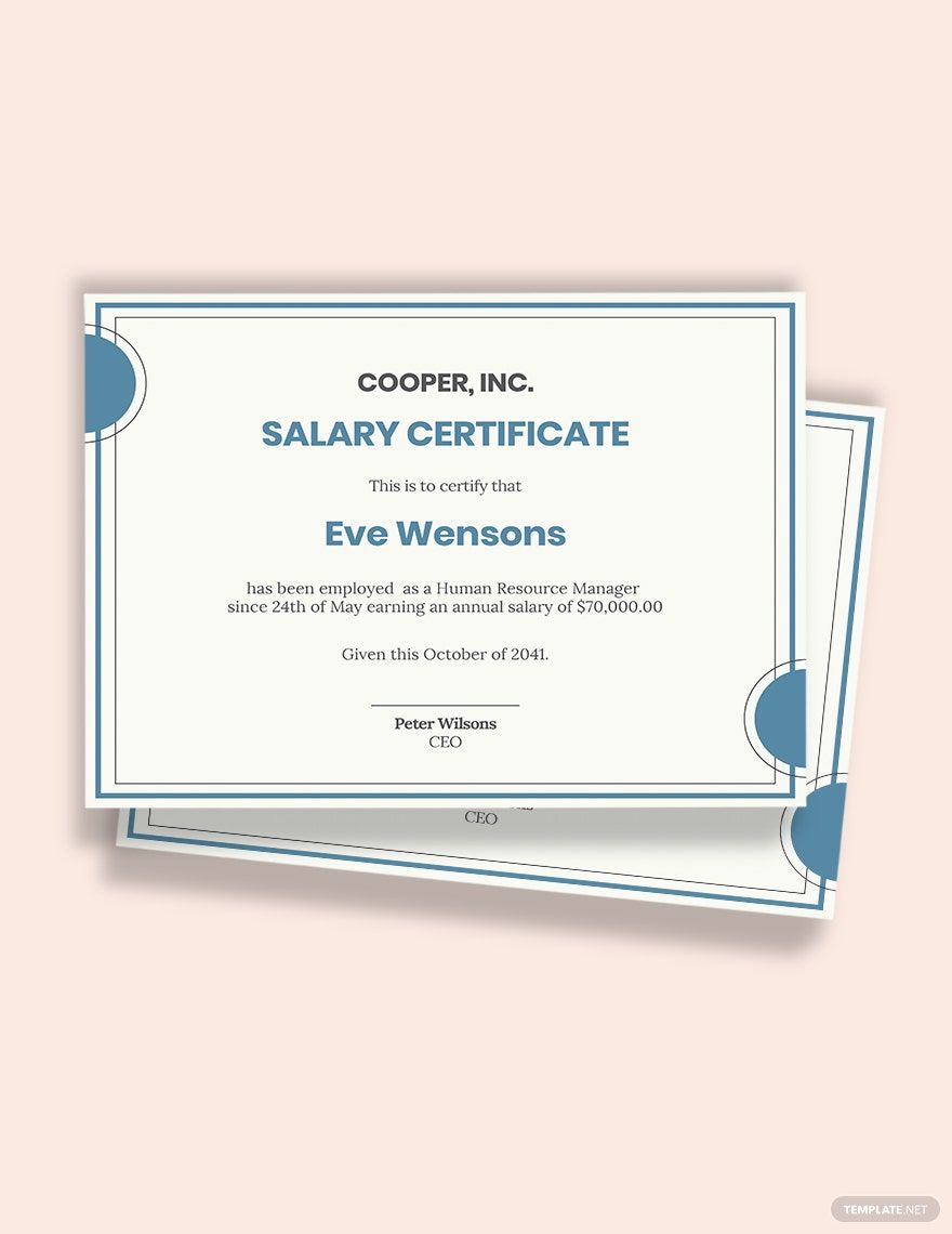 Annual salary certificate Template