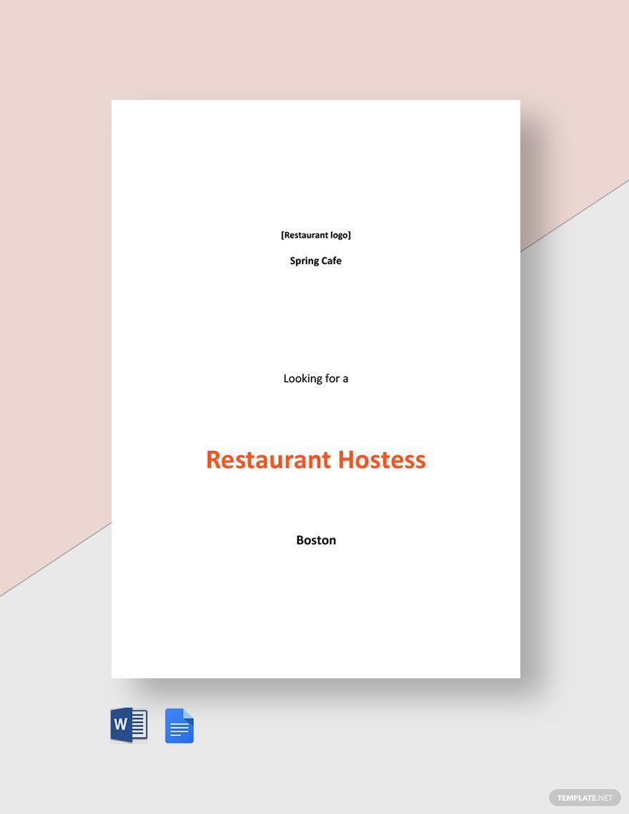 Free Restaurant Hostess Job Description Template