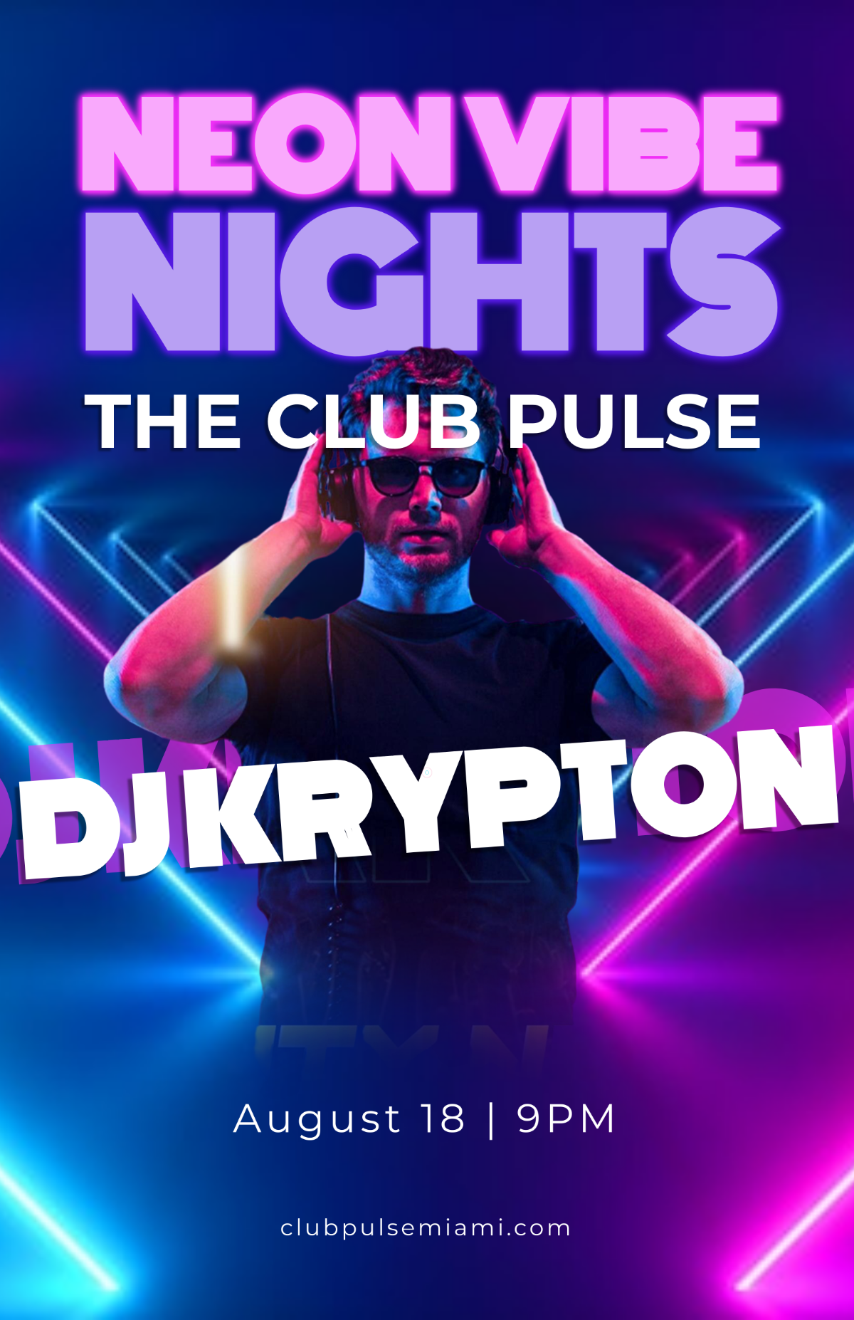 Free Neon Background DJ Club Poster Template to Edit Online