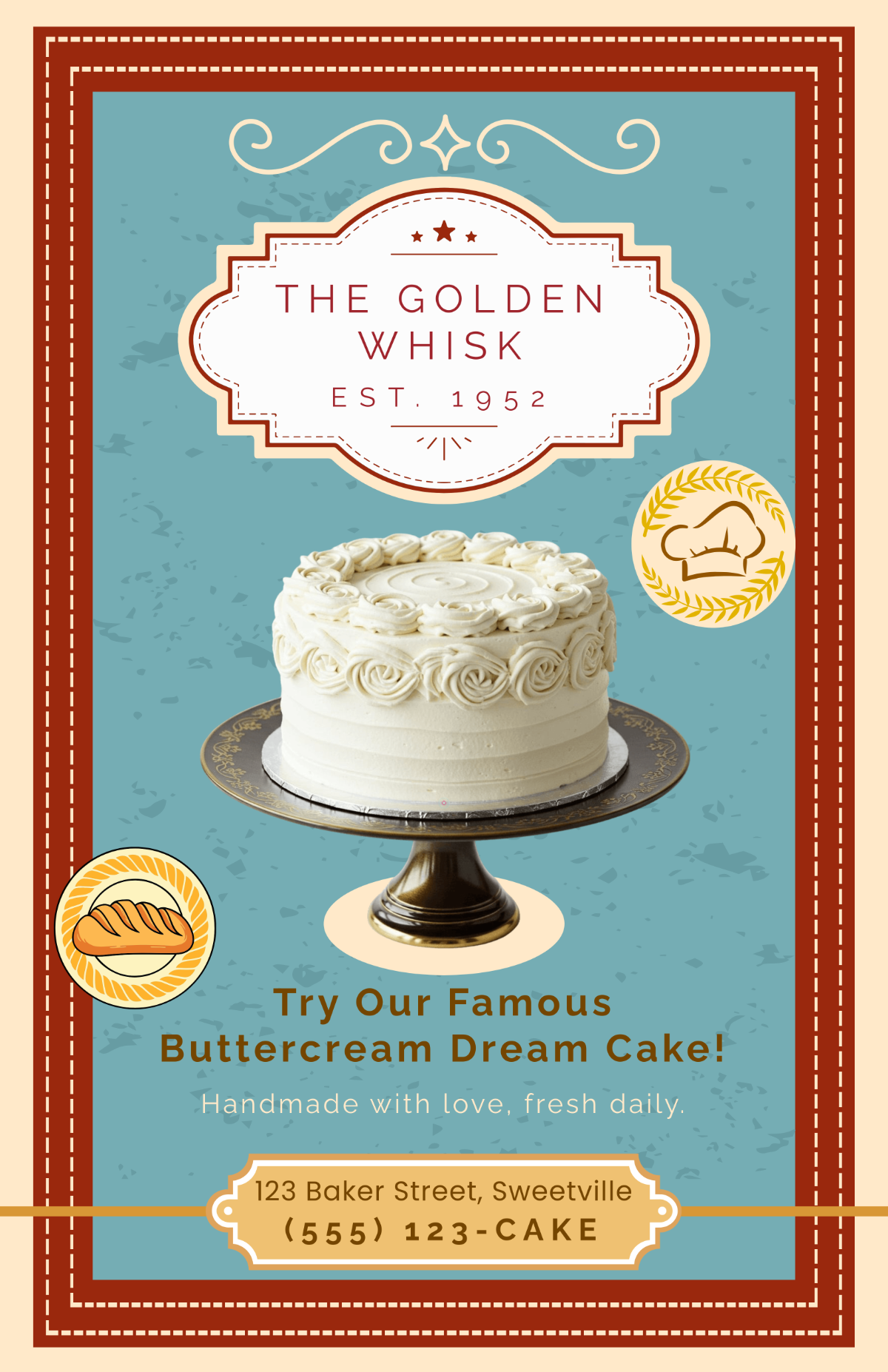 Free Vintage Cake Poster Template to Edit Online