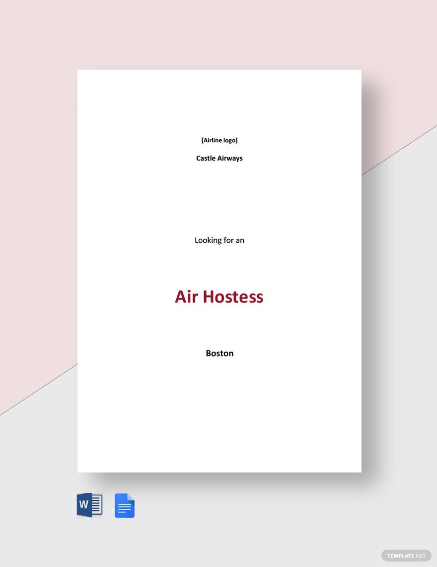 Free Air Hostess Job Description Template