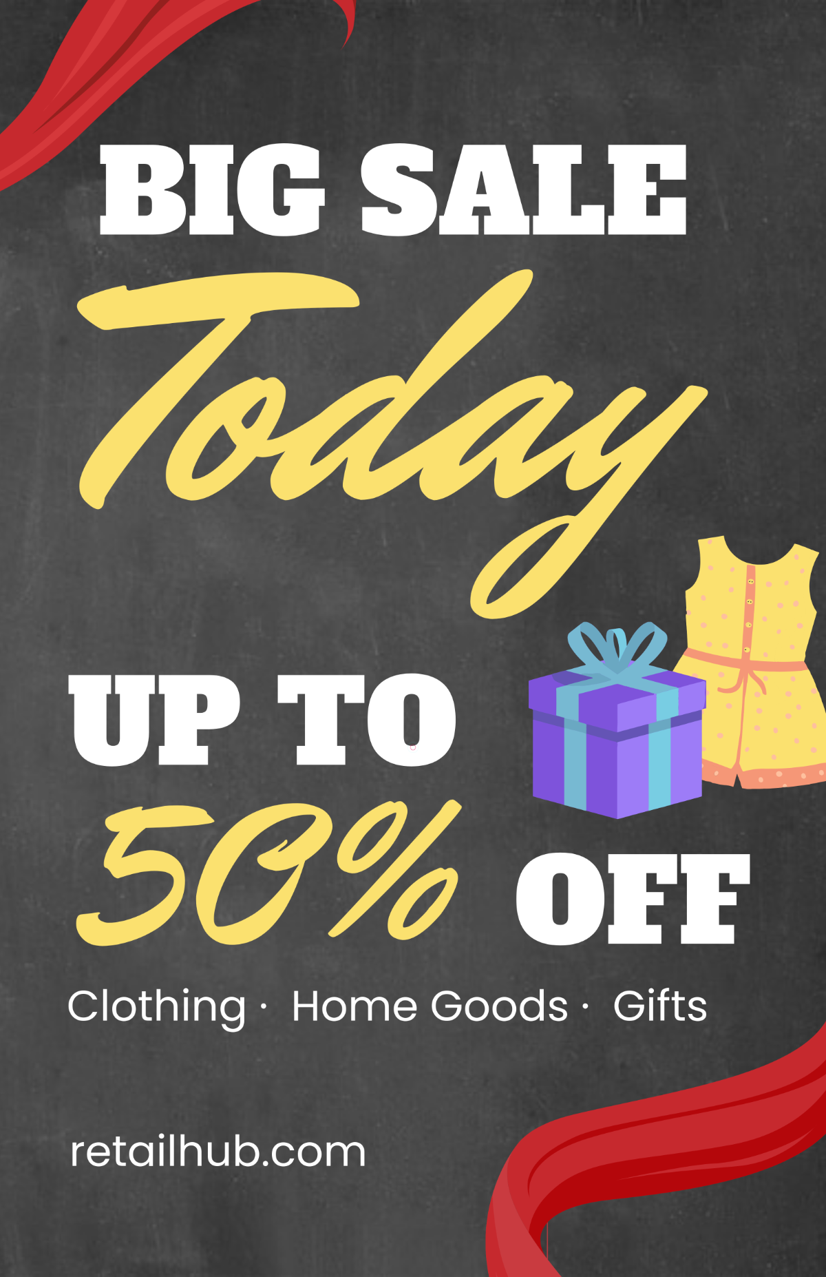 Free Simple Chalkboard Sale Poster Template