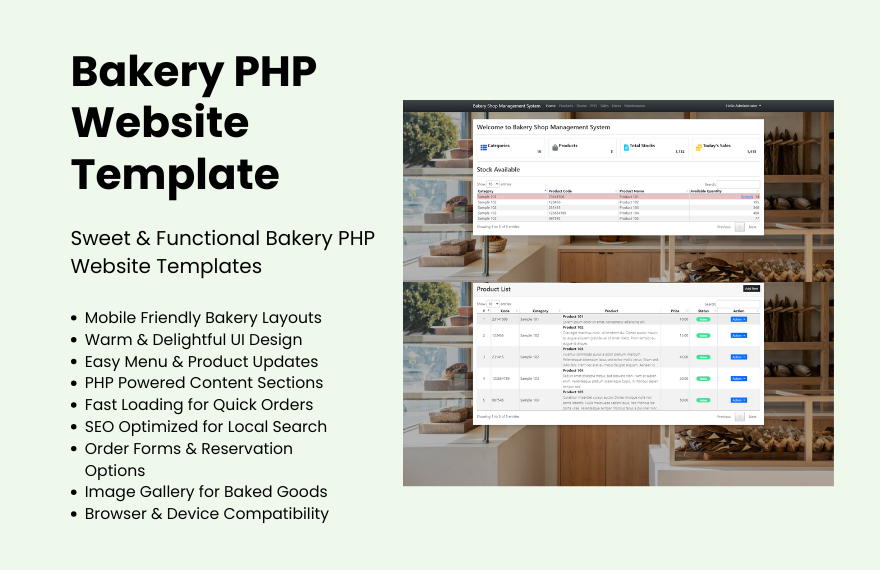Free Bakery PHP Website Template