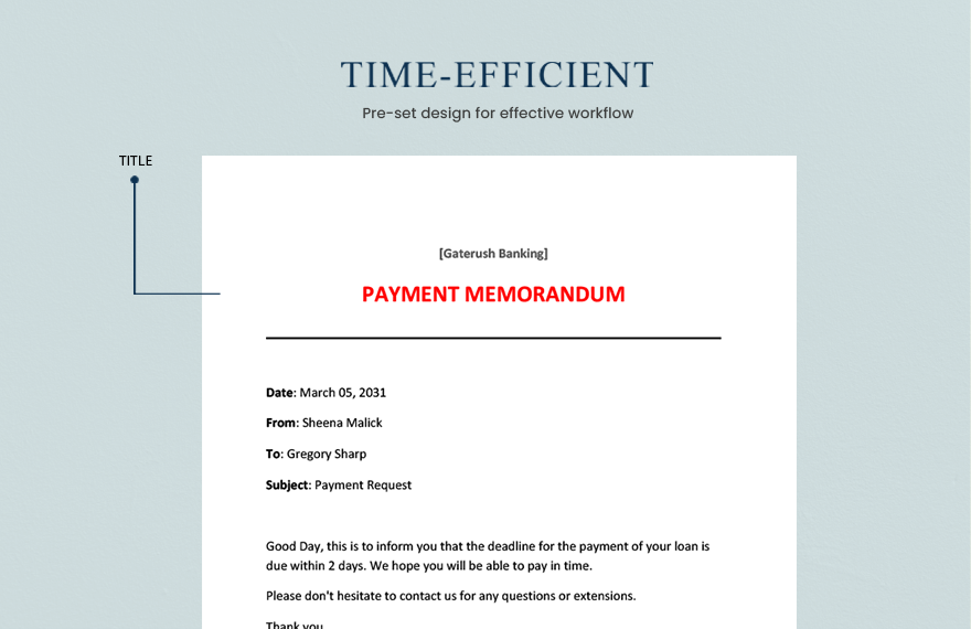 Payment Request Memo Template