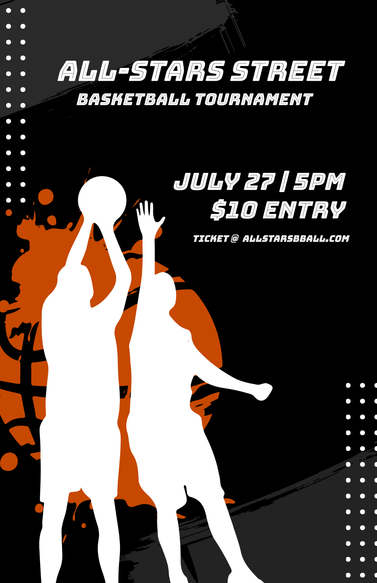 Free Black Street Basketball Poster Template