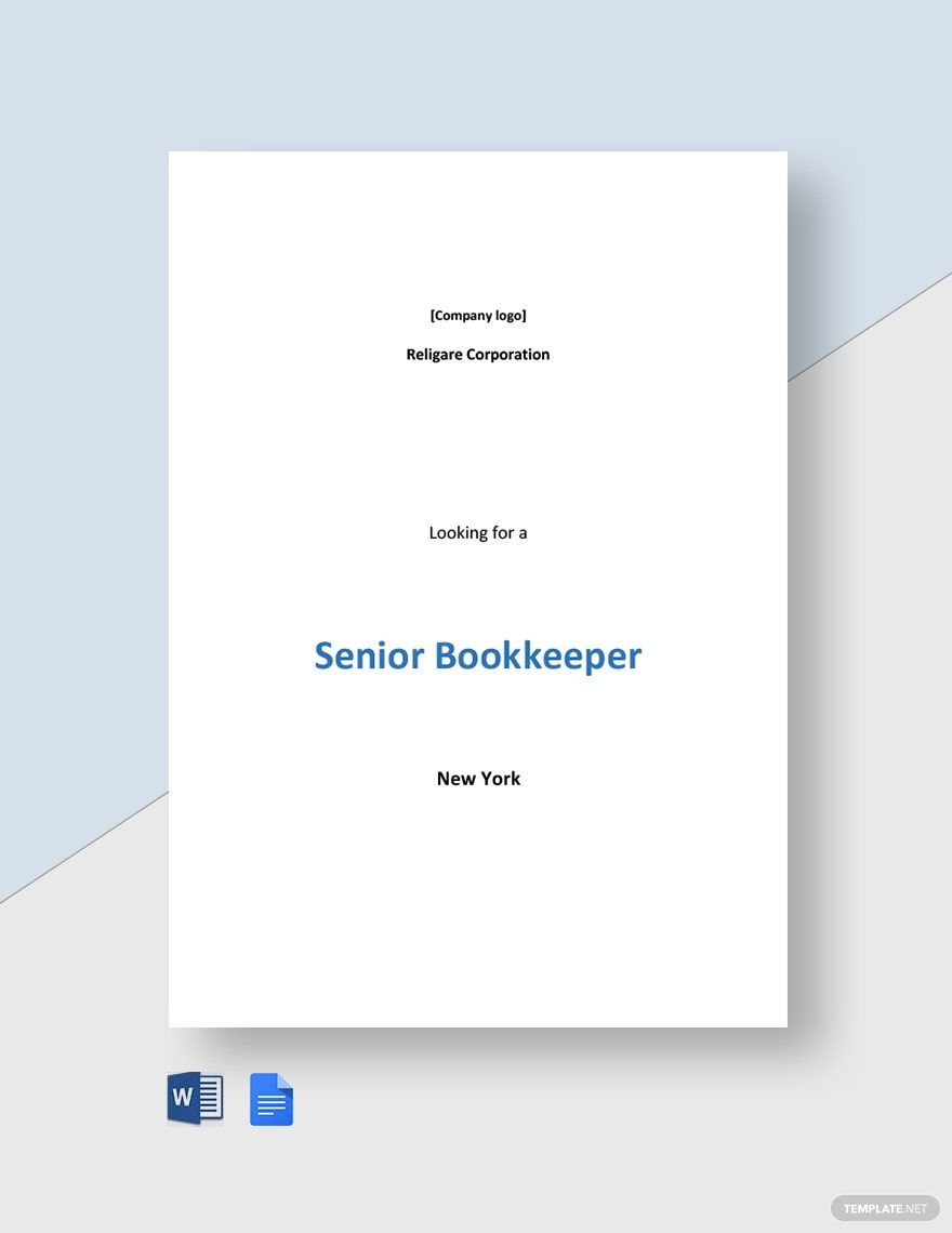 Senior Bookkeeper Job Ad and Description Template