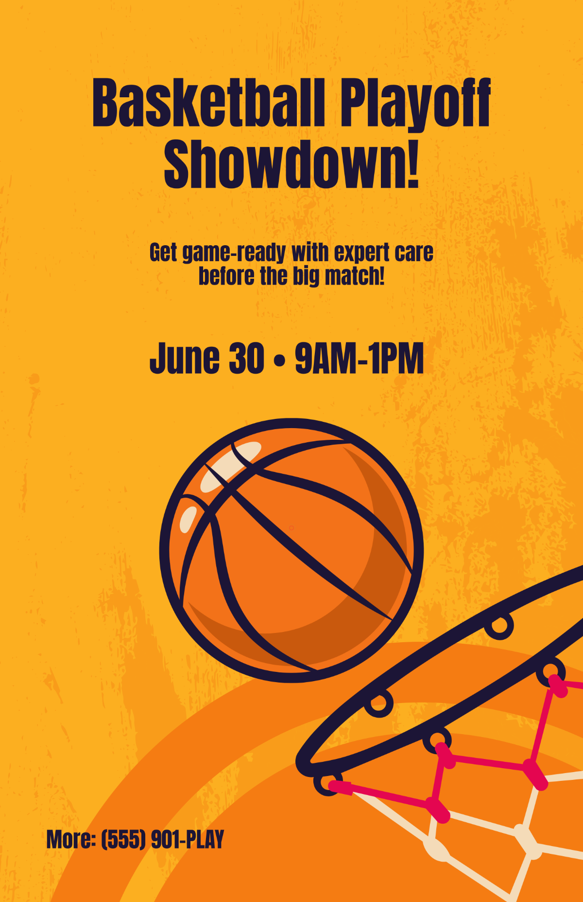 Free Orange Basketball Banner Poster Template