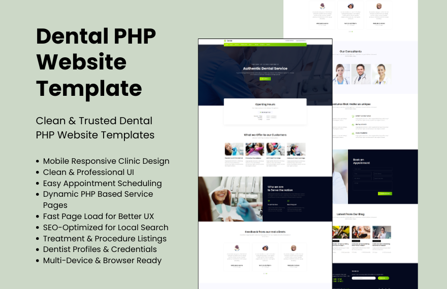 Free Dental PHP Website Template in PHP to Download