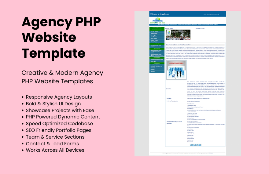 Free Agency PHP Website Template