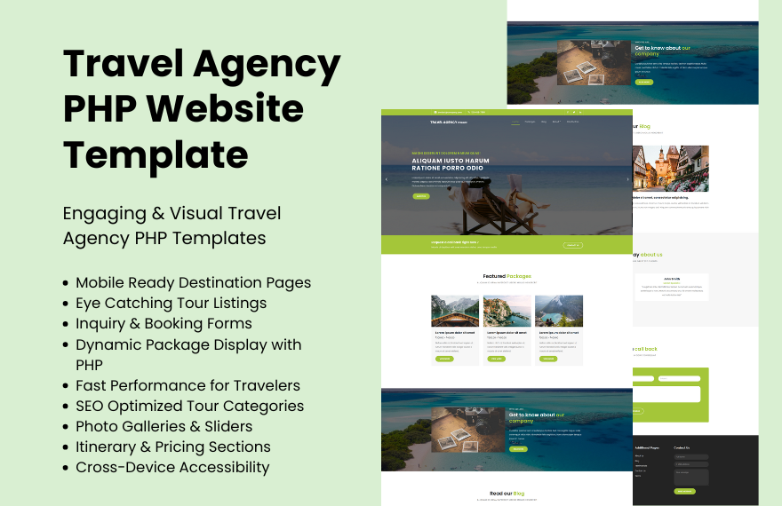 Free Travel Agency PHP Website Template in PHP to Download