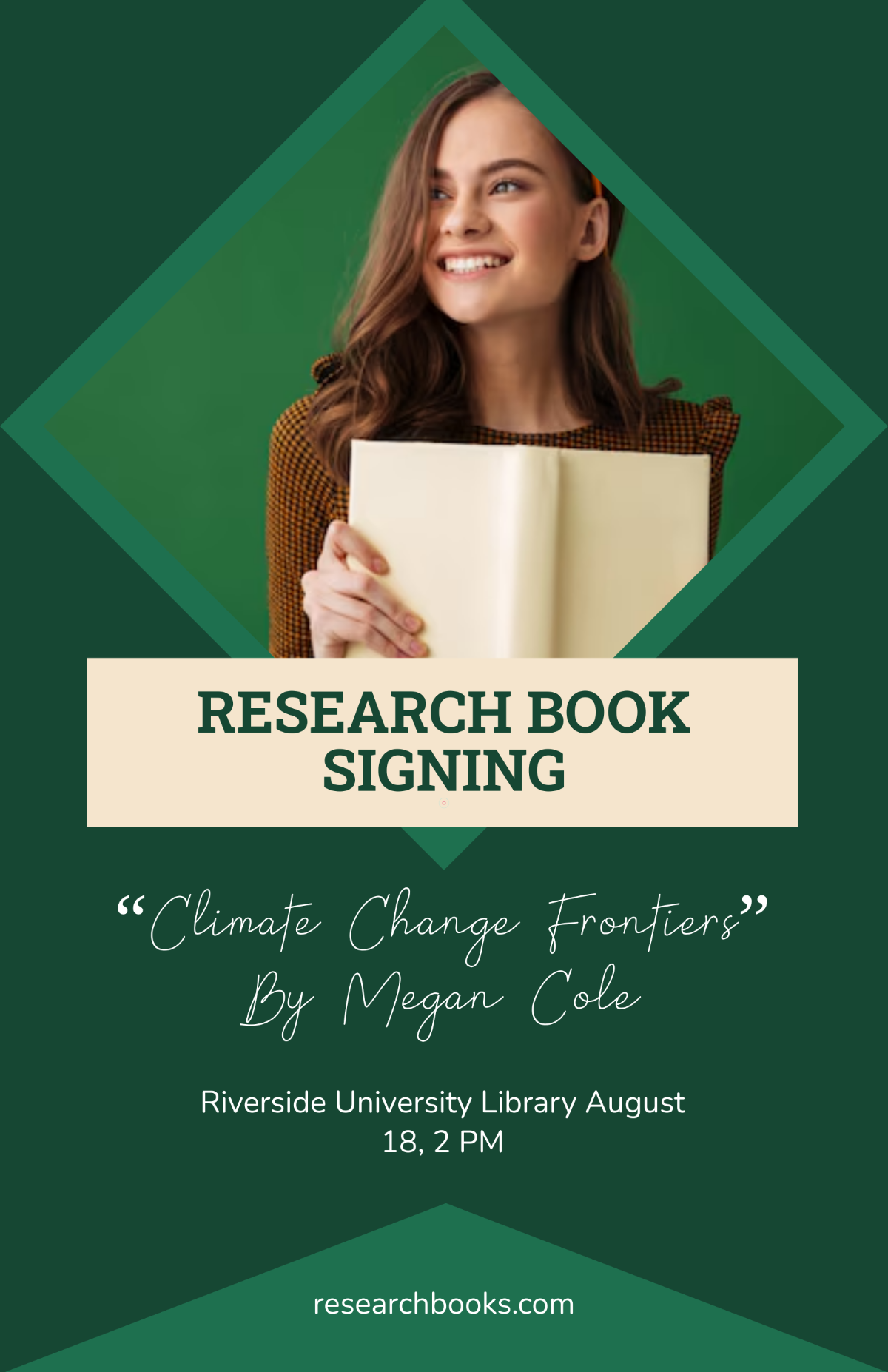 Free Research Book Signing Poster Template to Edit Online