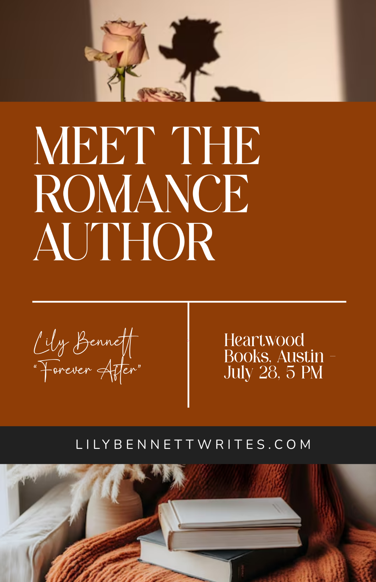 Free Modern Romance Book Signing Poster Template to Edit Online