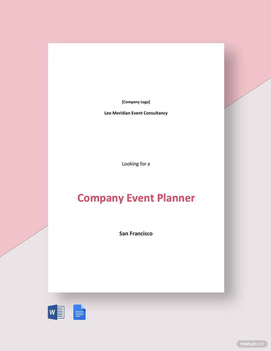Free Company Event Planner Job Description Template