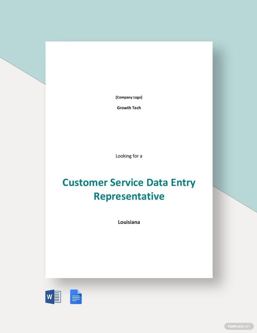 Free Customers Service Data Entry Job Ad And Description Template Google Docs Word PDF 