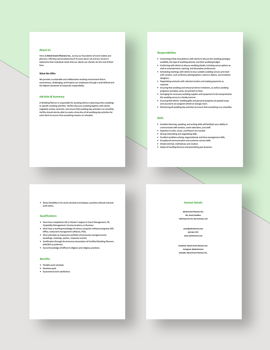 Event Planner Job Description Templates 47+ Docs, Free Downloads