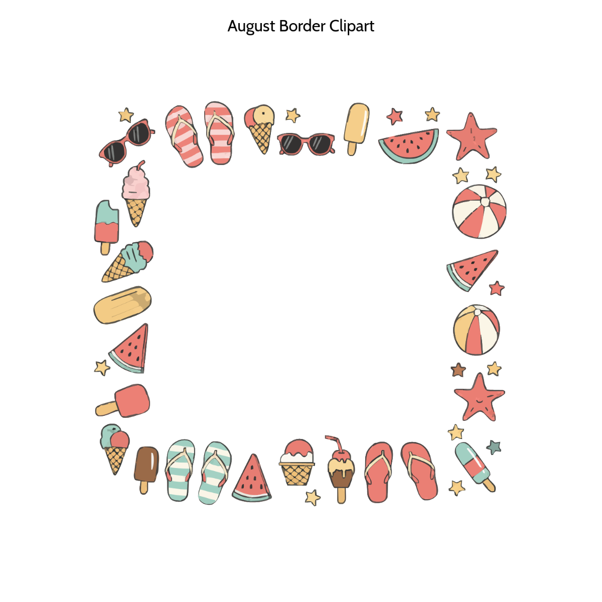Free August Border Clipart Template