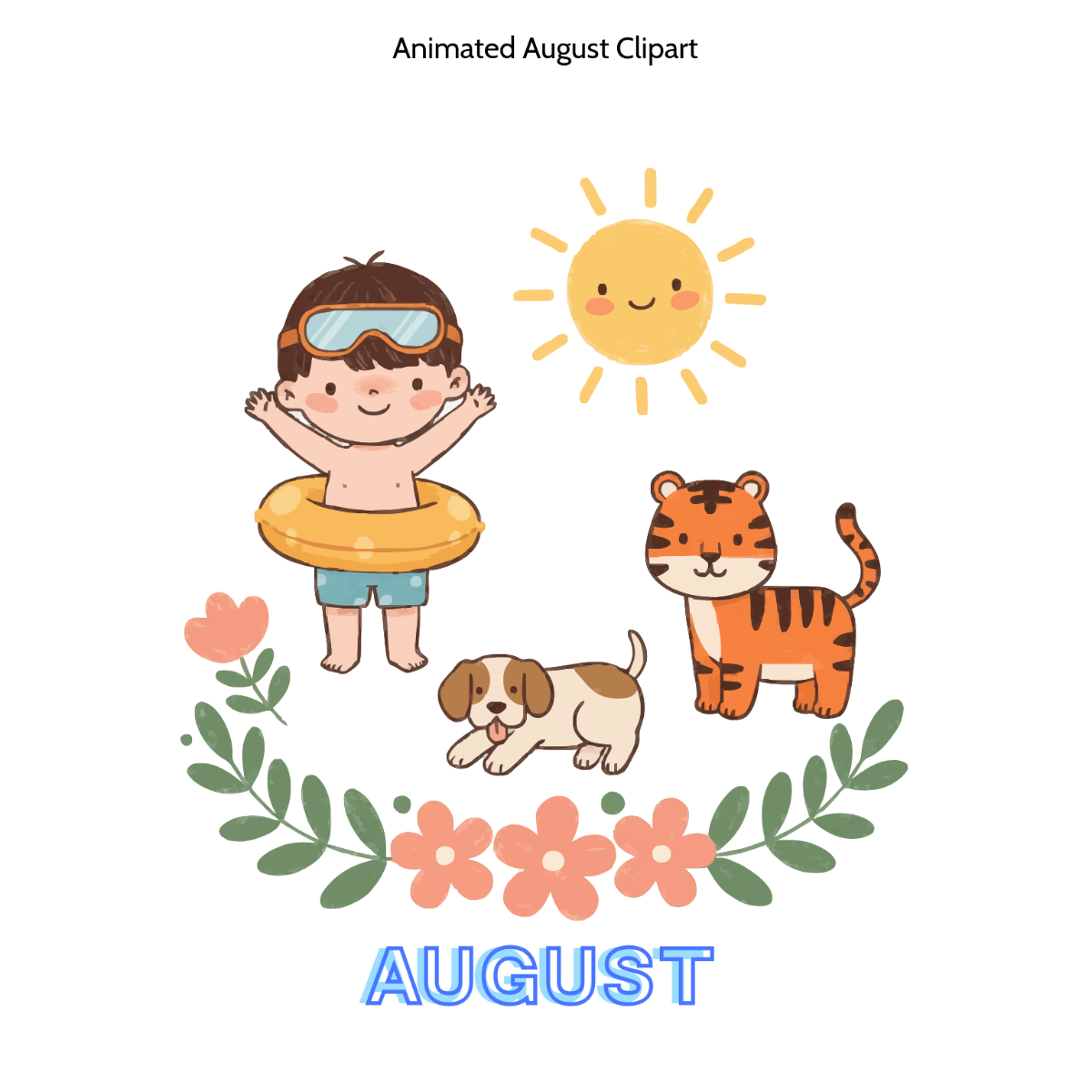 Free Animated August Clipart Template