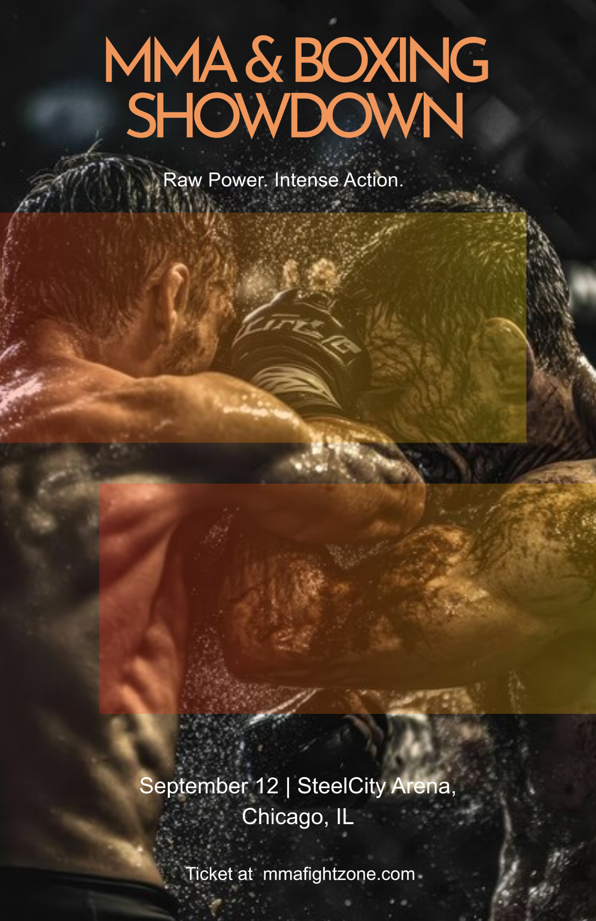 Free Orange MMA Boxing Poster Template