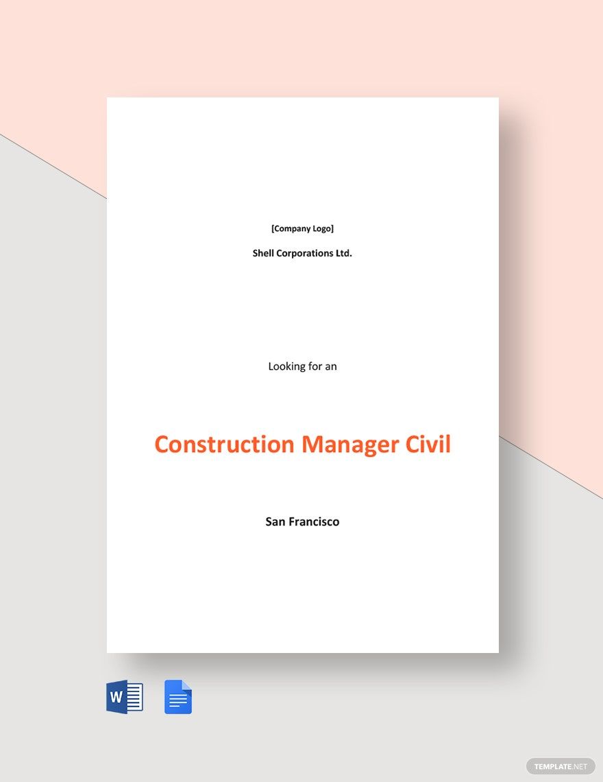 Residential Construction Manager Job Ad and Description Template in