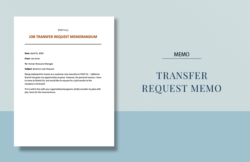 Transfer Request Memo Template