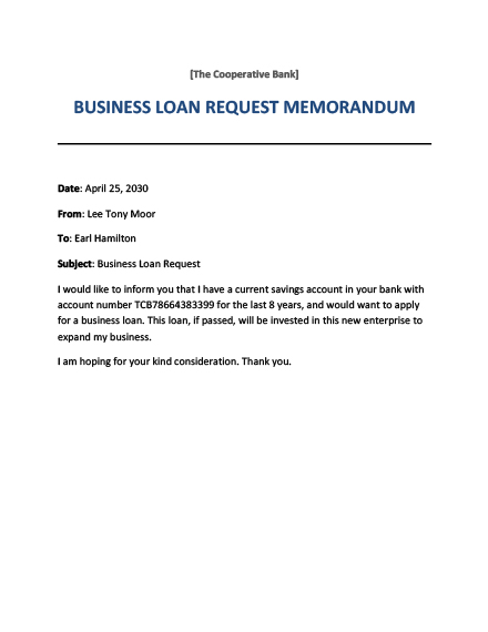 commercial loan credit memo template