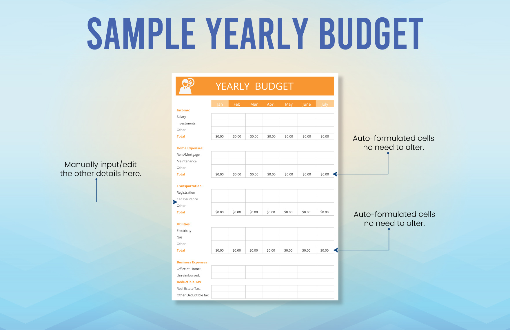 Sample Yearly Budget Template