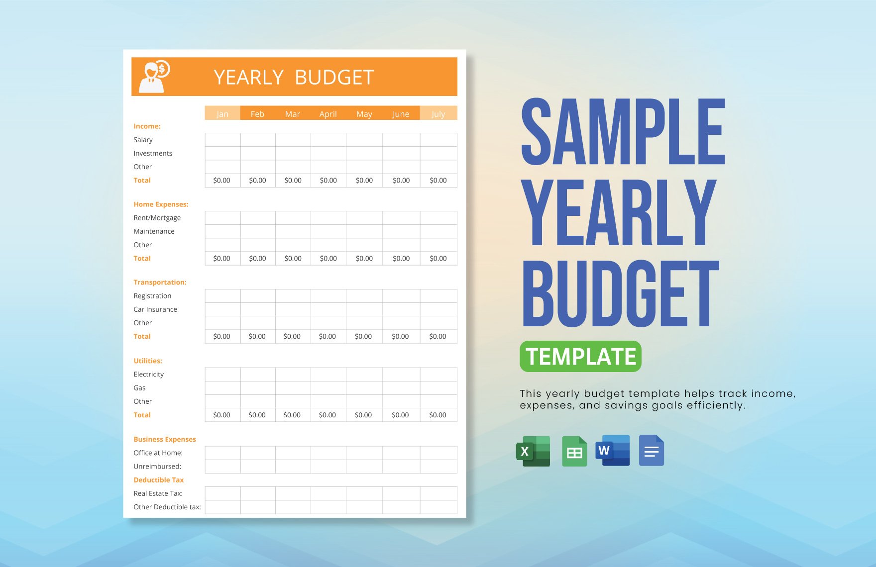 Sample Yearly Budget Template in Word, Google Docs, Excel, Google Sheets
