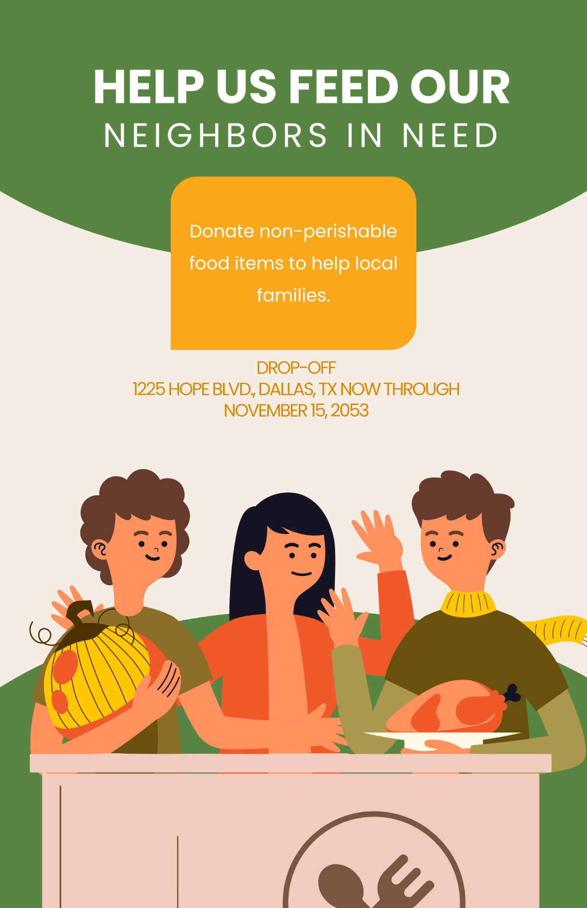 Free Charity Food Drive Poster Template