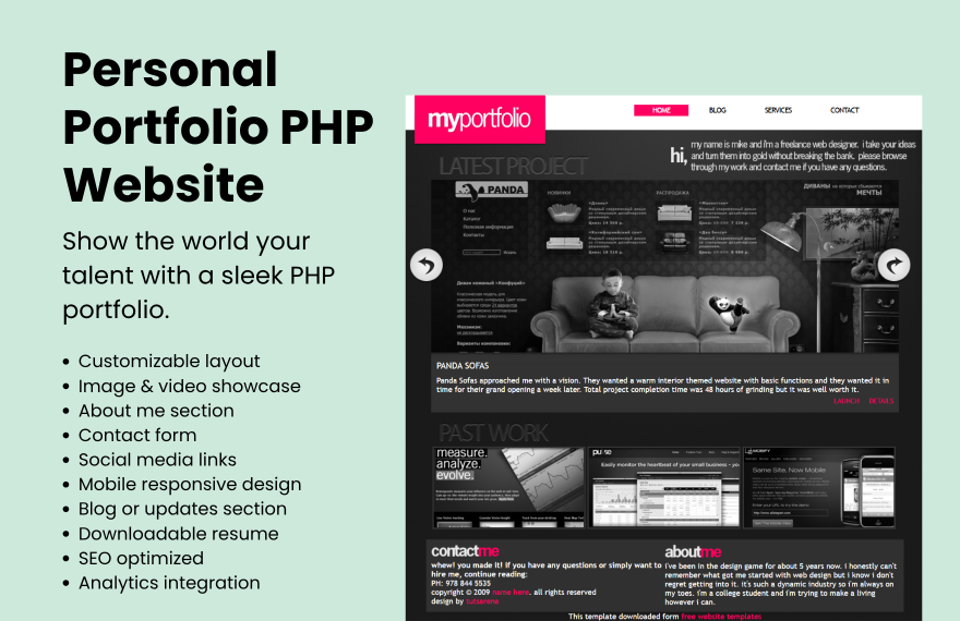 Free Personal Portfolio PHP Website in PHP to Download