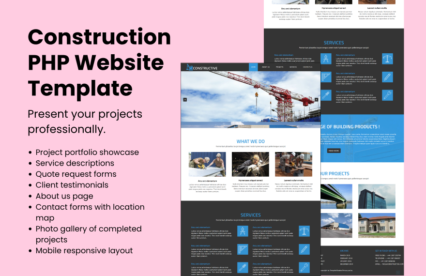 Free Construction PHP Website in PHP to Download
