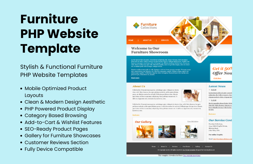 Free Furniture PHP Website Template in PHP to Download