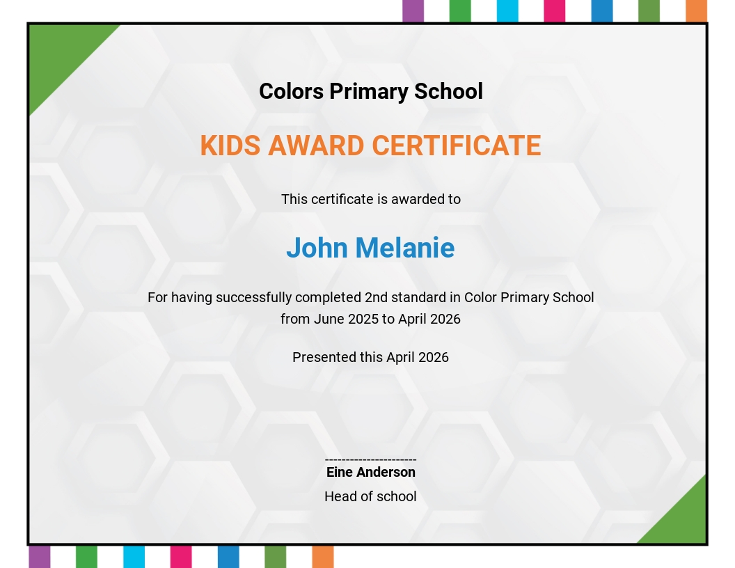 Free Certificate of Completion for Kids Template - Word