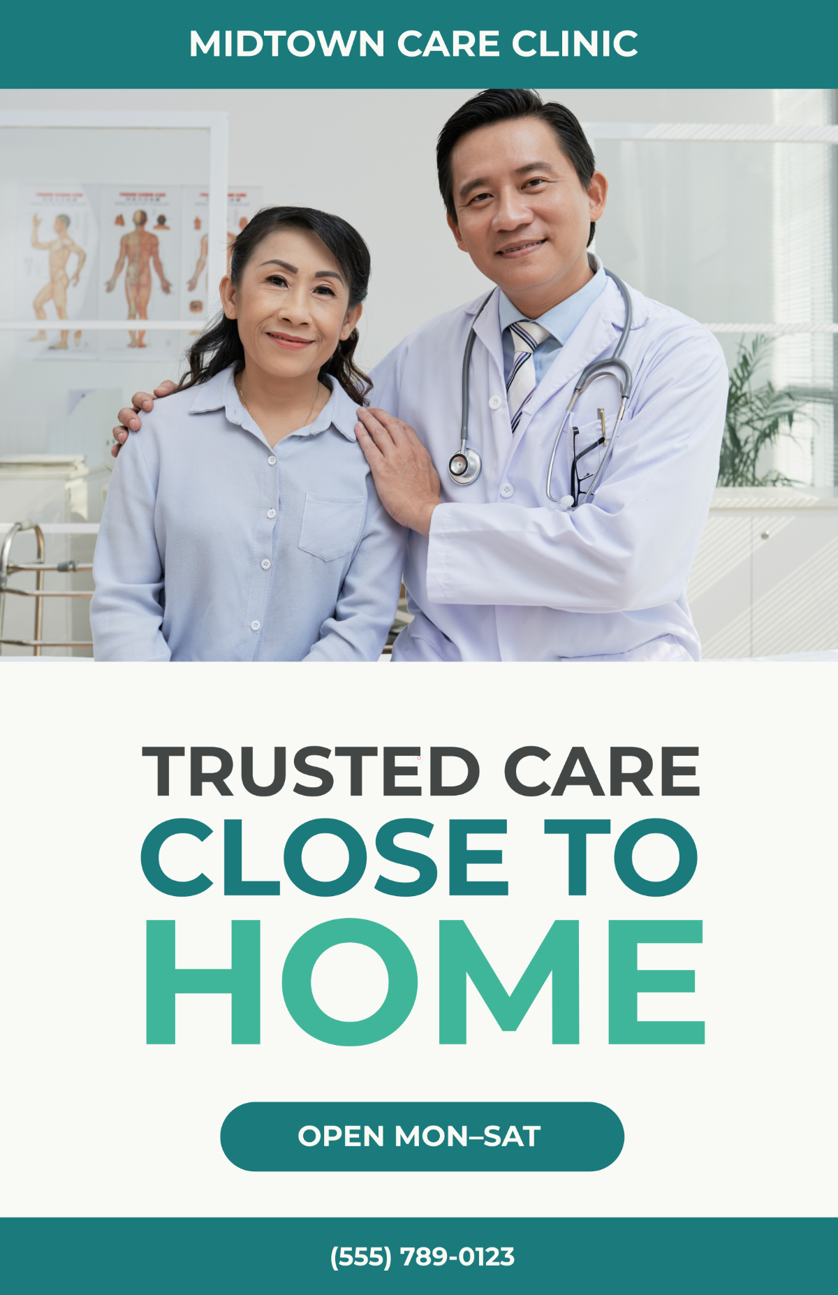 Free Simple Hospital Clinic Poster Template to Edit Online