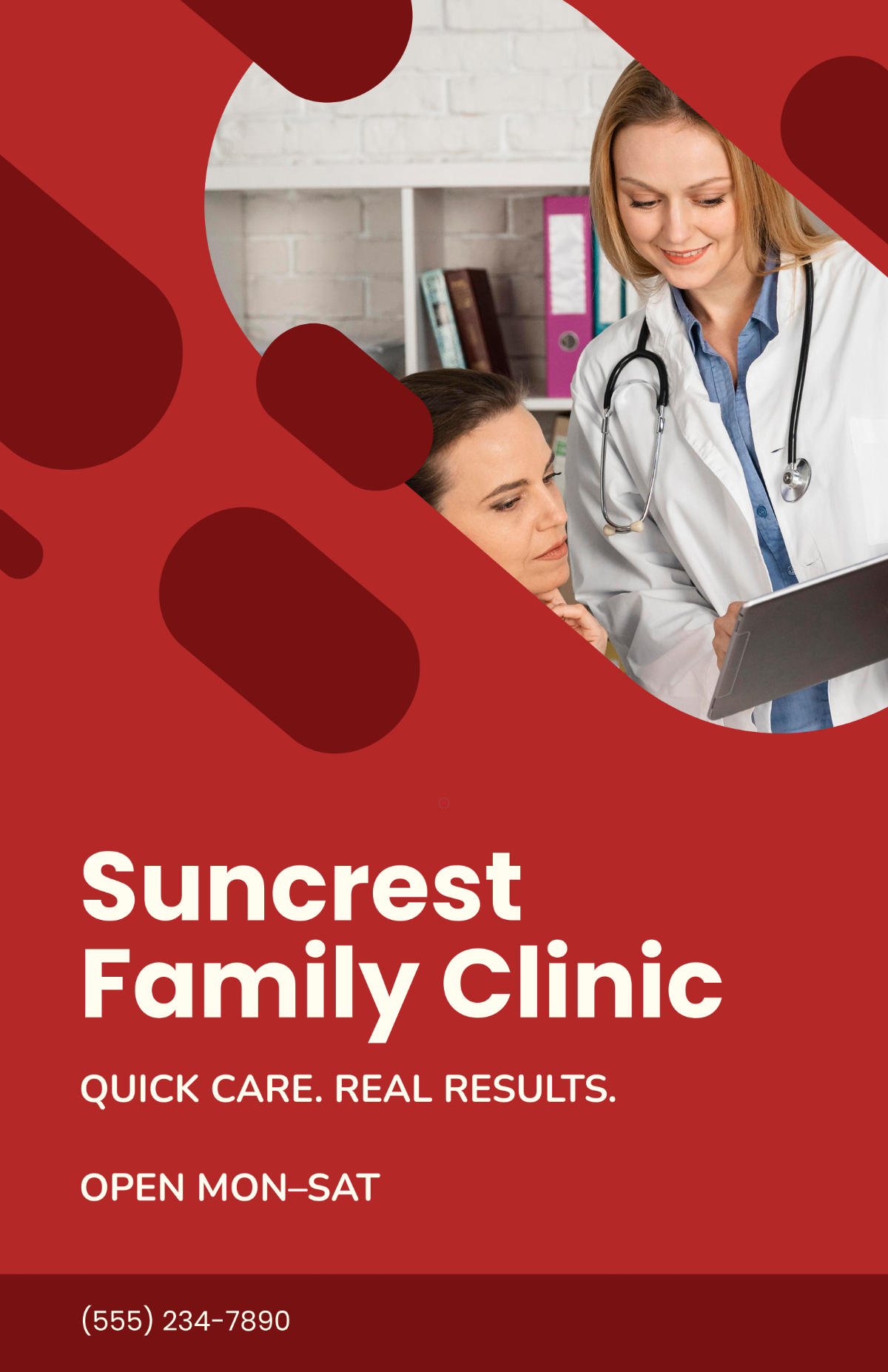 Free Red Clinic Banner Poster Template to Edit Online