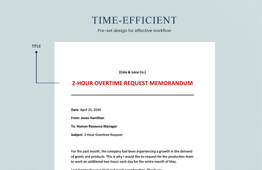 Overtime Request Memo Template