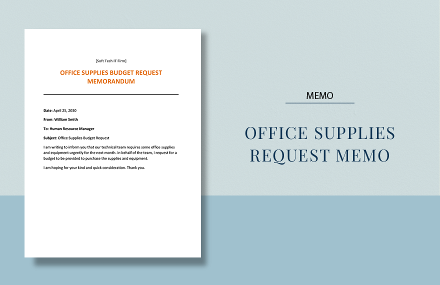 Office Supplies Request Memo Template