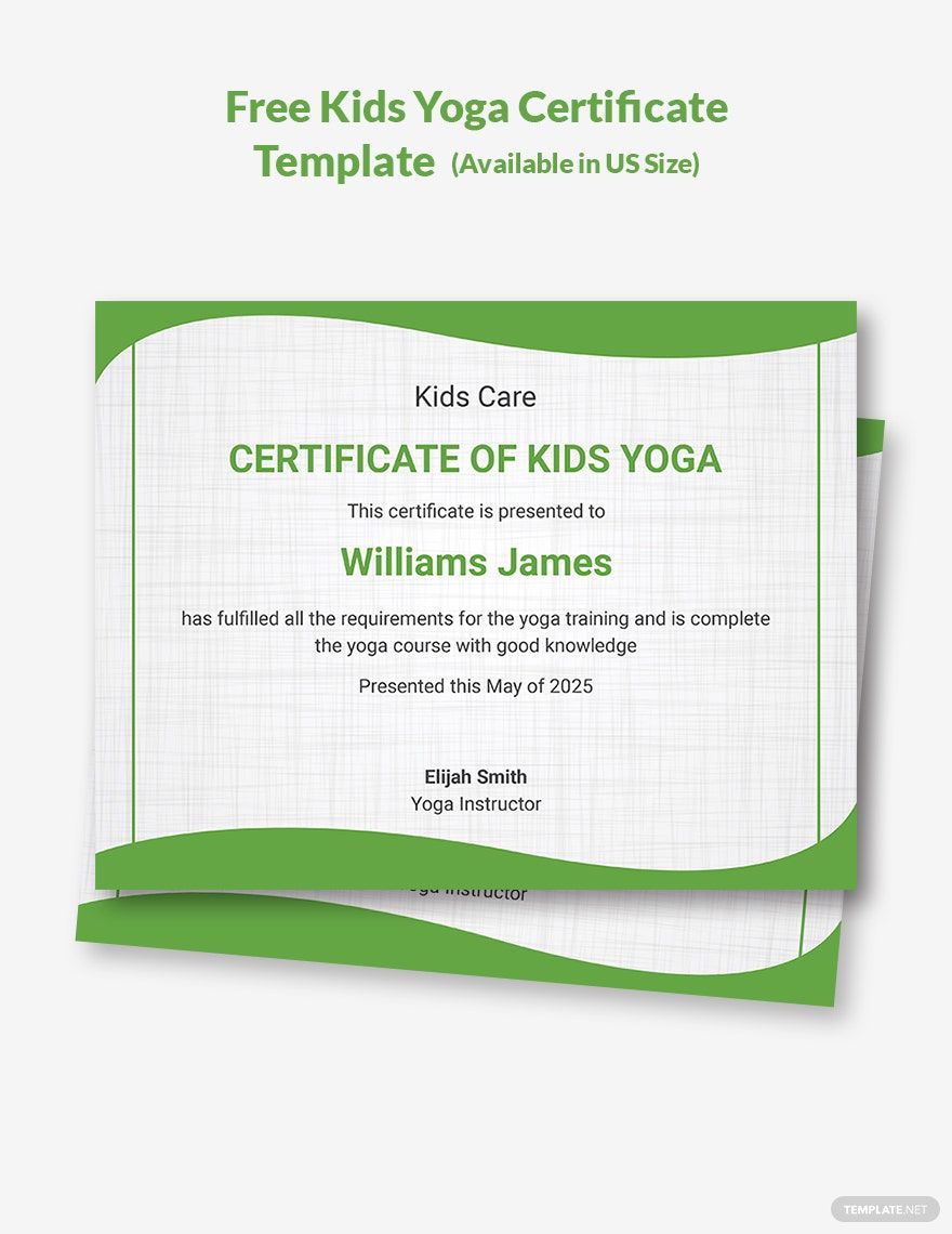 Kids Yoga Certificate Template