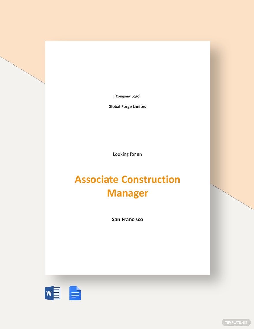 Free Associate Construction Manager Job Description Template