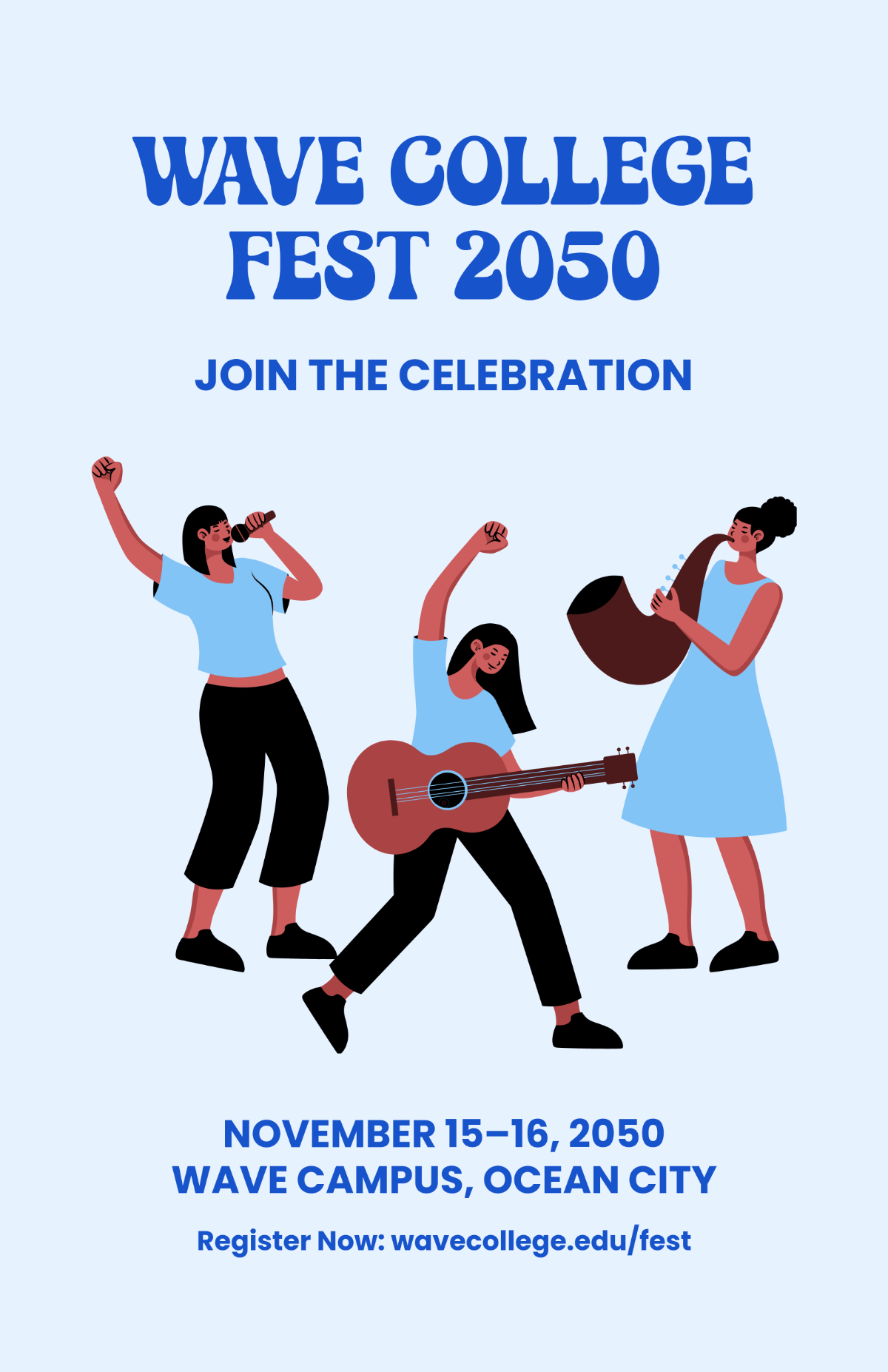 Free Blue College Fest Poster Template