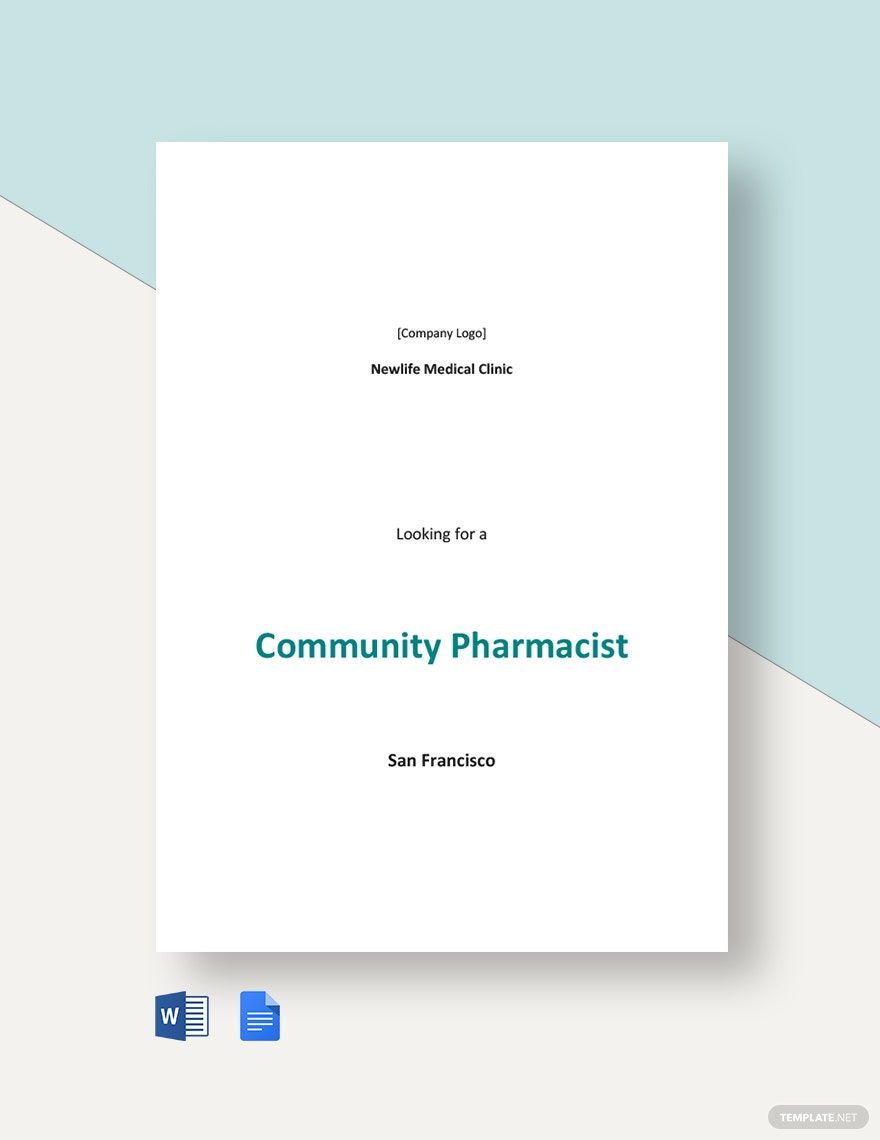 Free Community Pharmacist Job Description Template