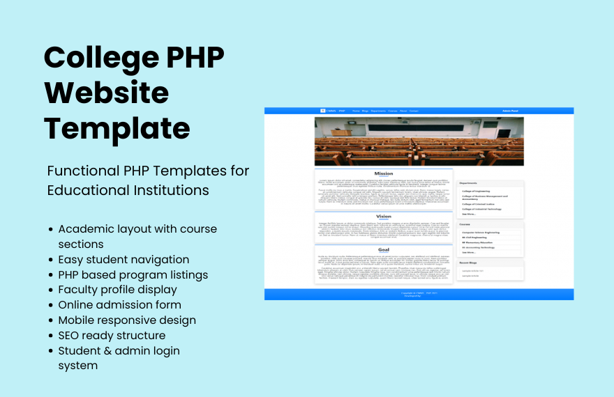Free College PHP Website Template