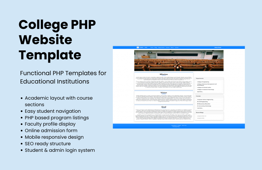 Free College PHP Website Template in PHP to Download