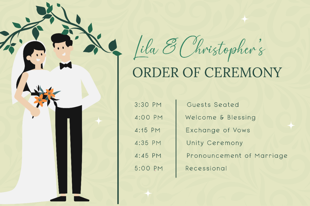 Free Creative Wedding Order Sign Template