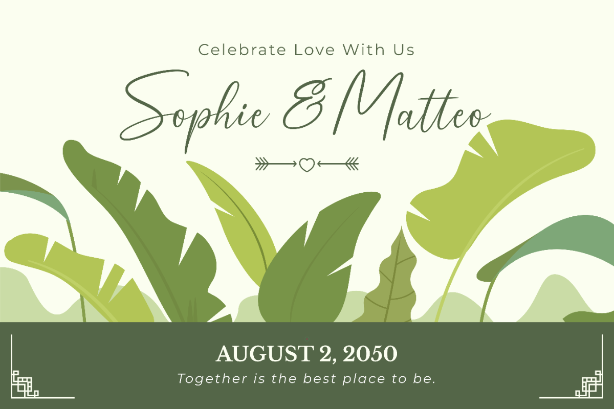 Free Greenery Background Wedding Sign Template