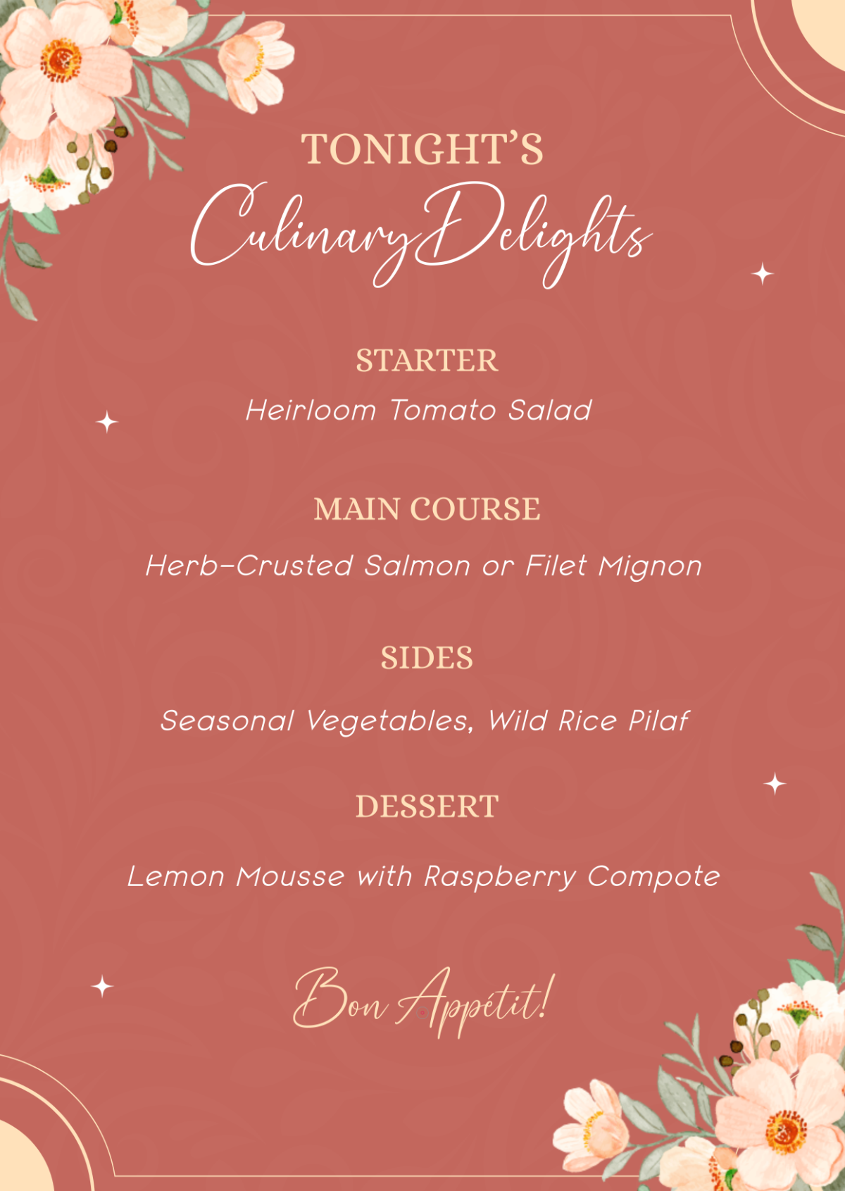 Free Wedding Menu Sign Template