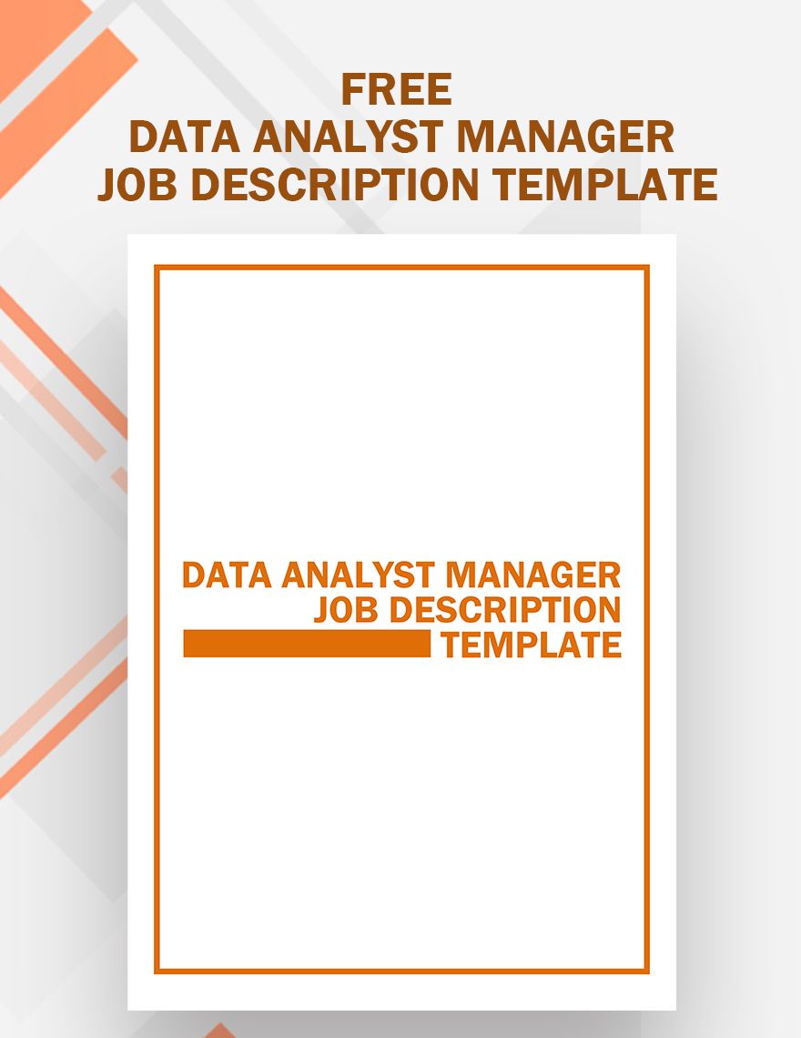 Data Analyst Manager Job Description Template