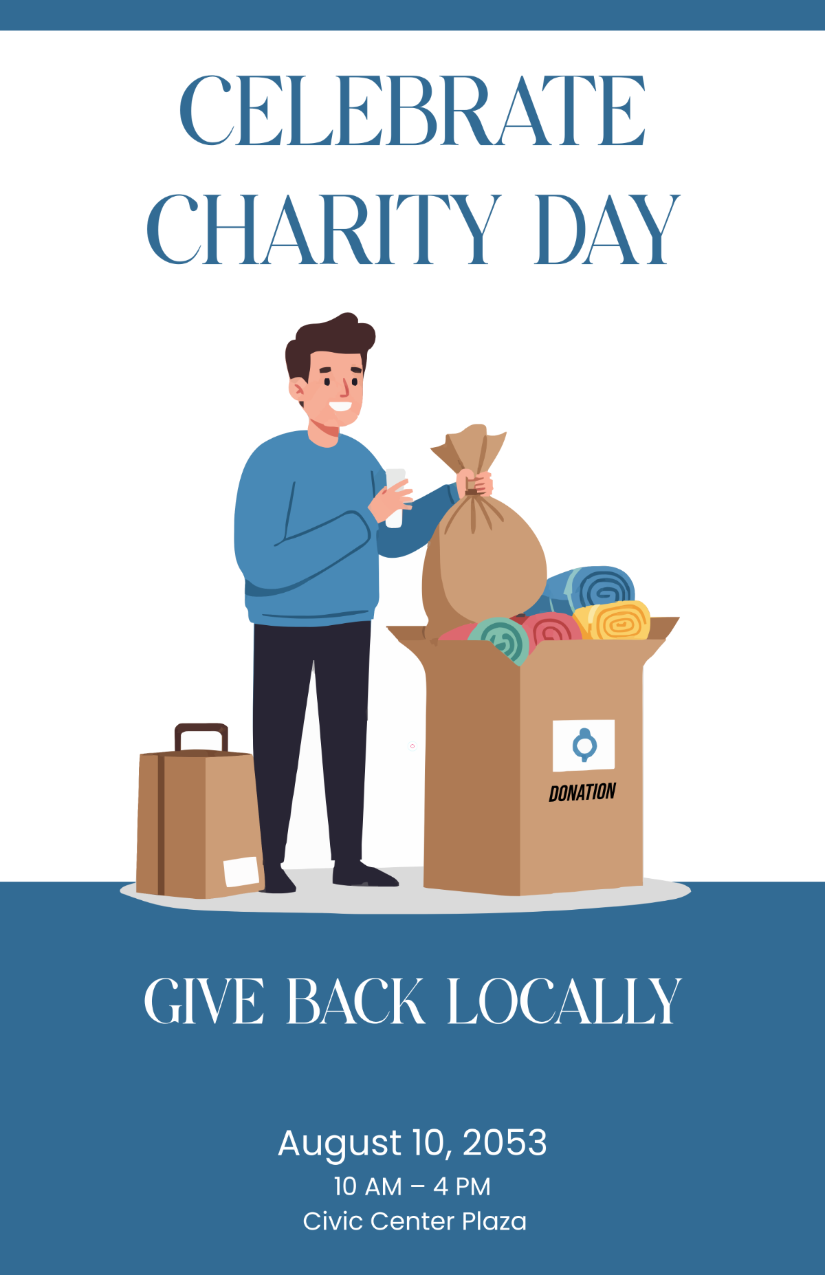 Free Blue Charity Day Poster Template