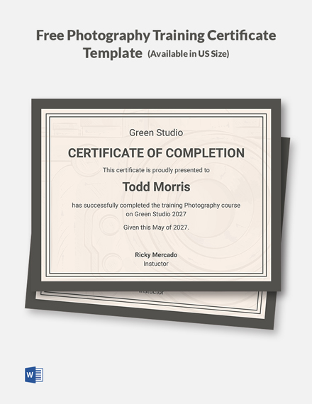 Free Photography Training Certificate Template - Word | Template.net